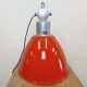 Large Red Painted Industrial Factory Lamp from Elektrosvit, 1960s