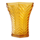 Vintage Art Deco vase in amber yellow cut glass with geometric design.