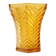 Vintage Art Deco vase in amber yellow cut glass with geometric design.