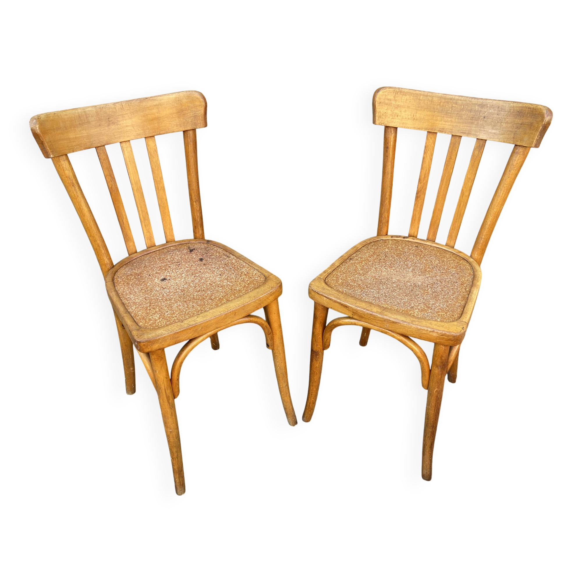 Pair of 1950s bistro cafe chairs