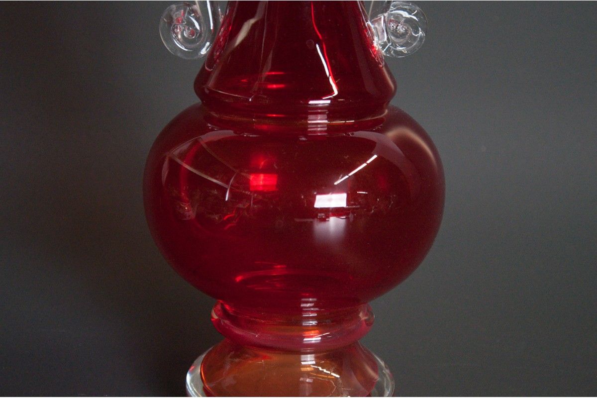Red Vase from the Ząbkowice glassworks, Poland, 1980s