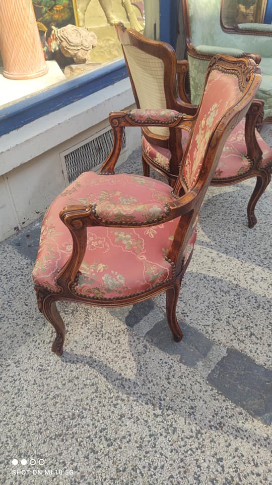 Pair of Louis XV style cabriolet armchairs