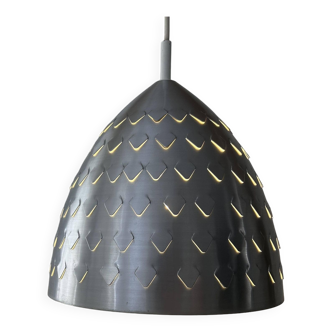 Scandinavian vintage pendant light, brushed metal, Sweden 1960.