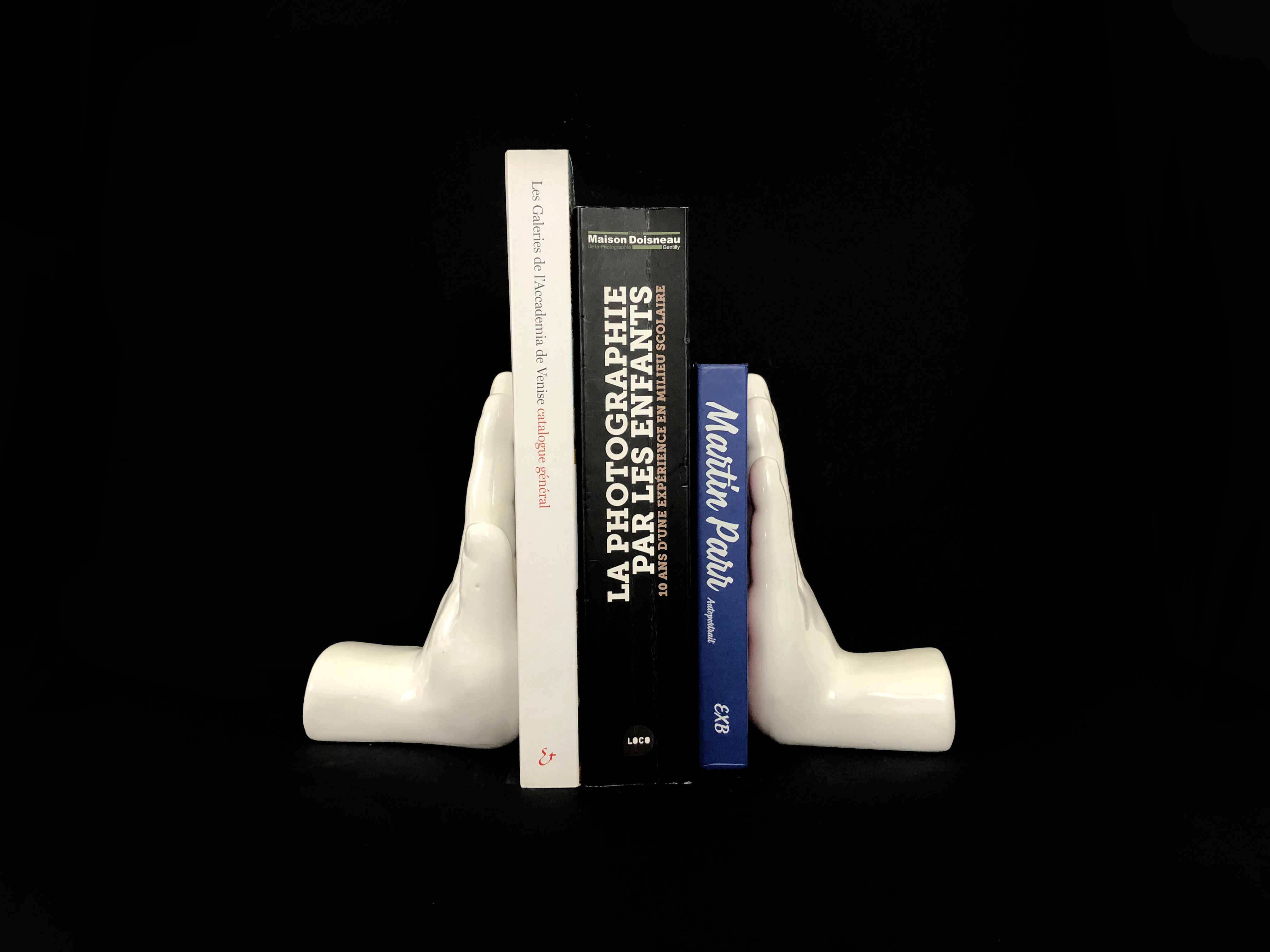 Pair of vintage handstrings in white ceramic to lester, year 80
