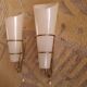 2 60's design wall lights in italian brass and glass
