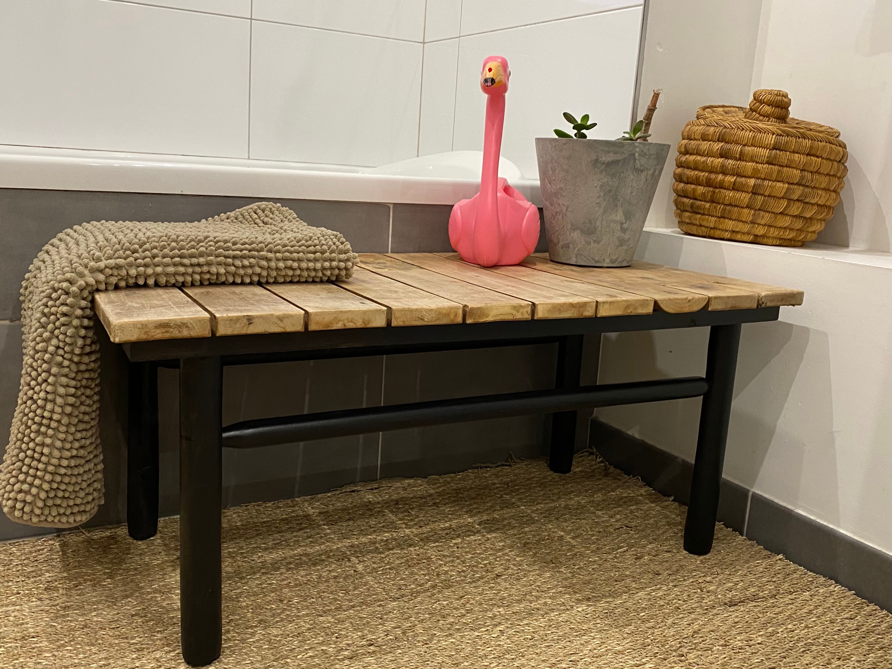 Banc bois brut noir