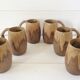Lot 6 sandstone mugs varnished vintage 50s