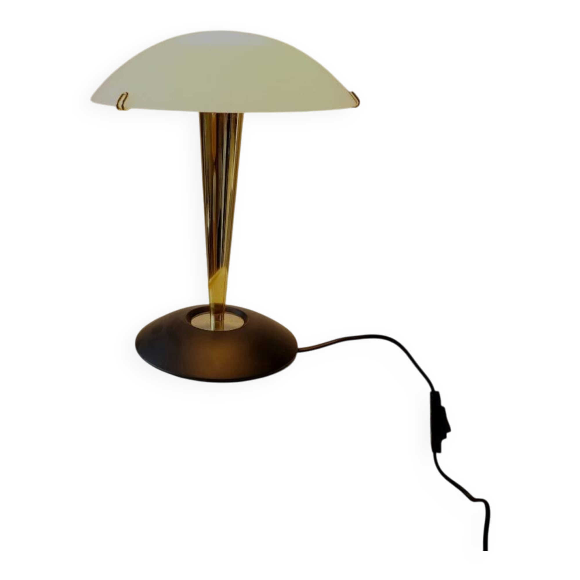 Lampe champignon, Luciano Cesaro, messing/mat zwarte tafellamp, jaren 90