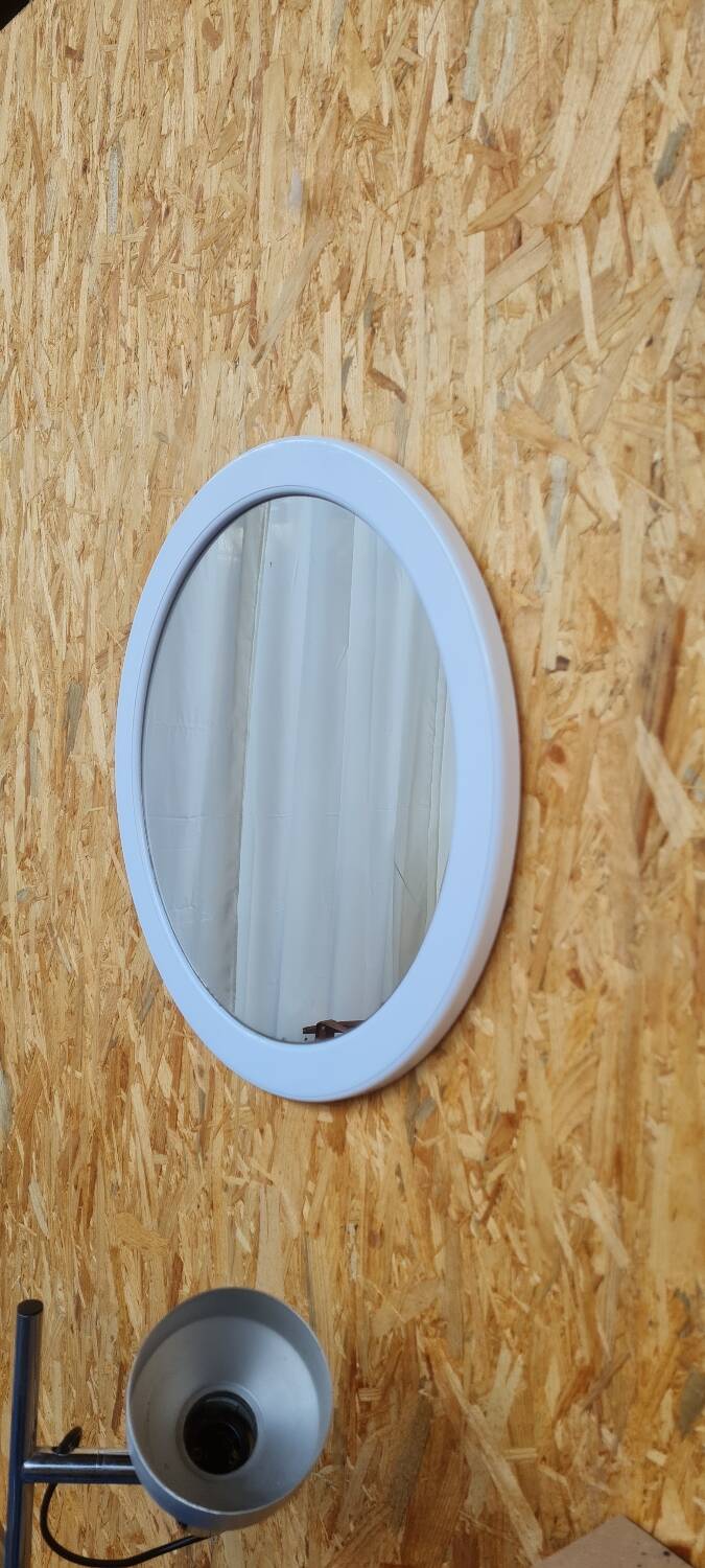 Round white plastic mirror, 1970s