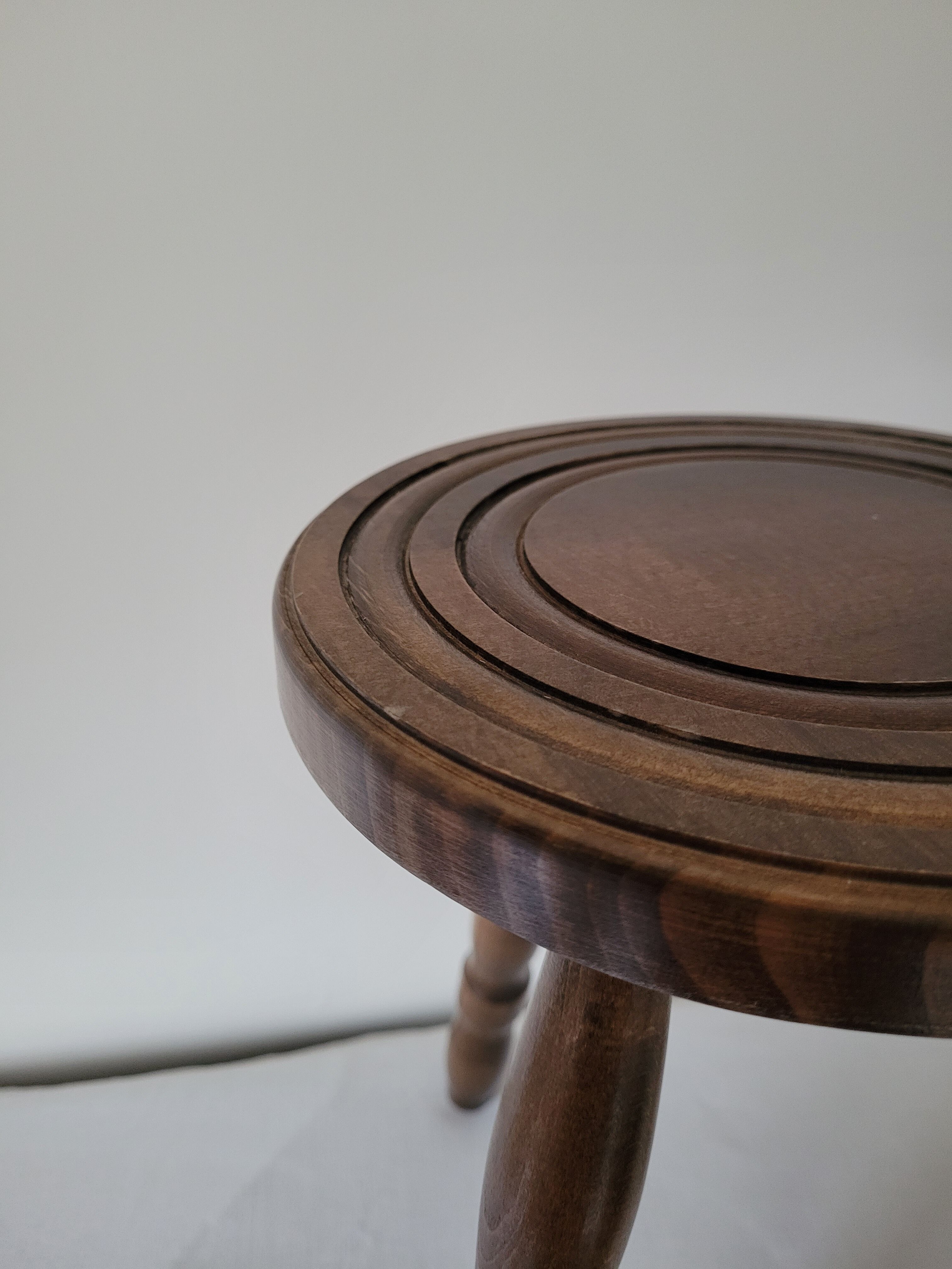 Brutalist stool in turned wood