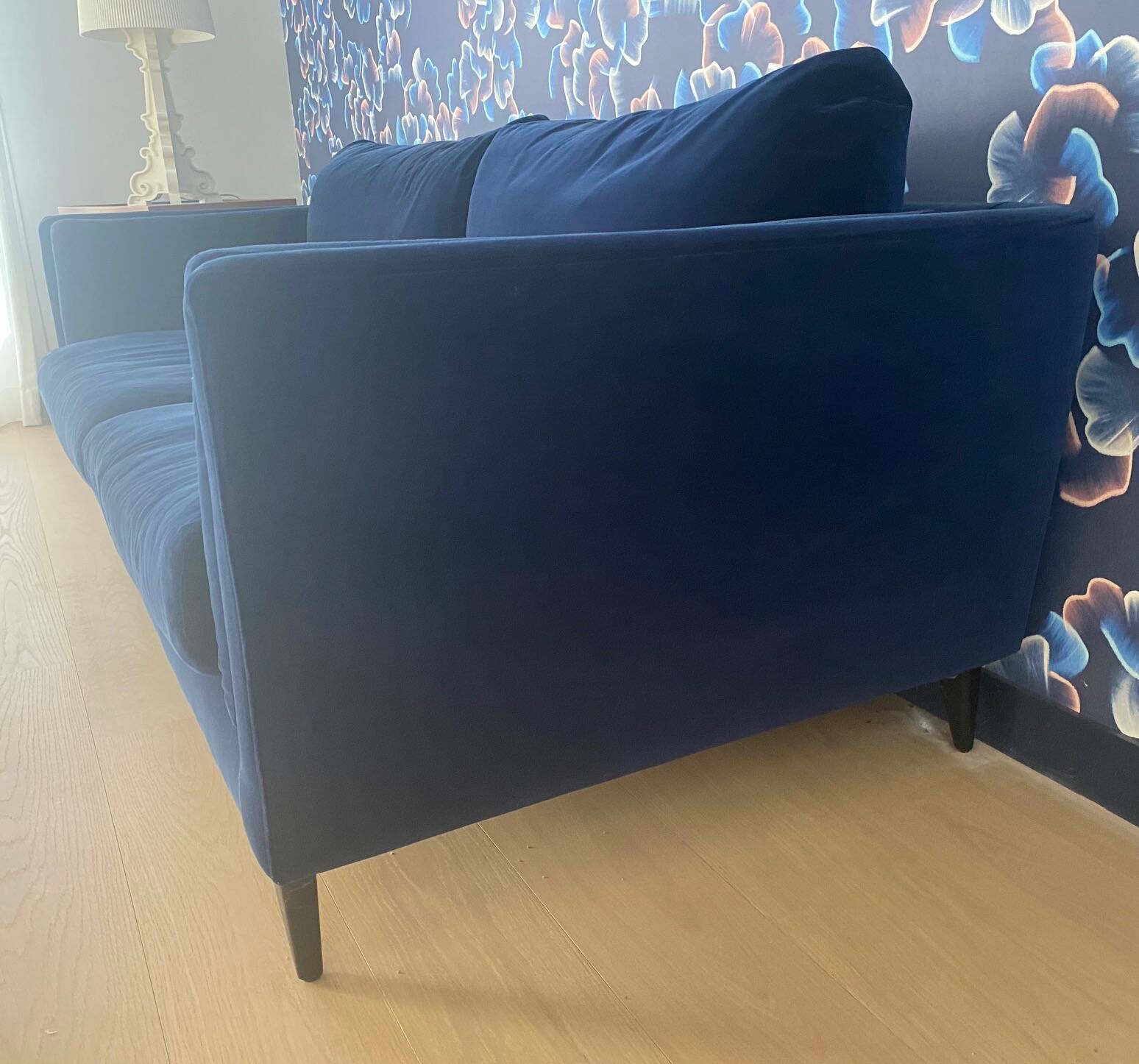 SITS Nova 3-seater canapé in Dedar blue velvet – very good condition.