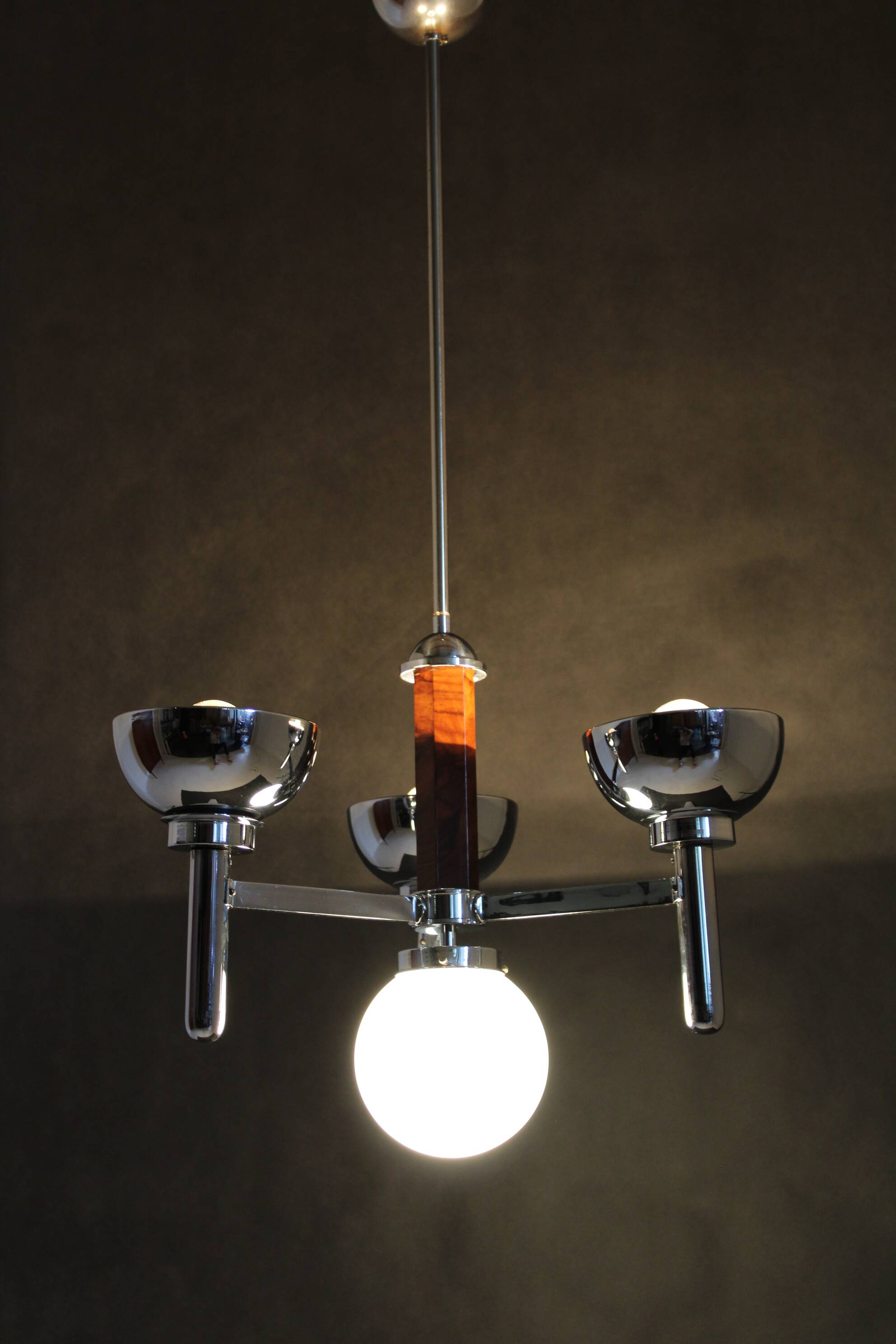 1930s Art Deco Chandelier, Czechoslovakia