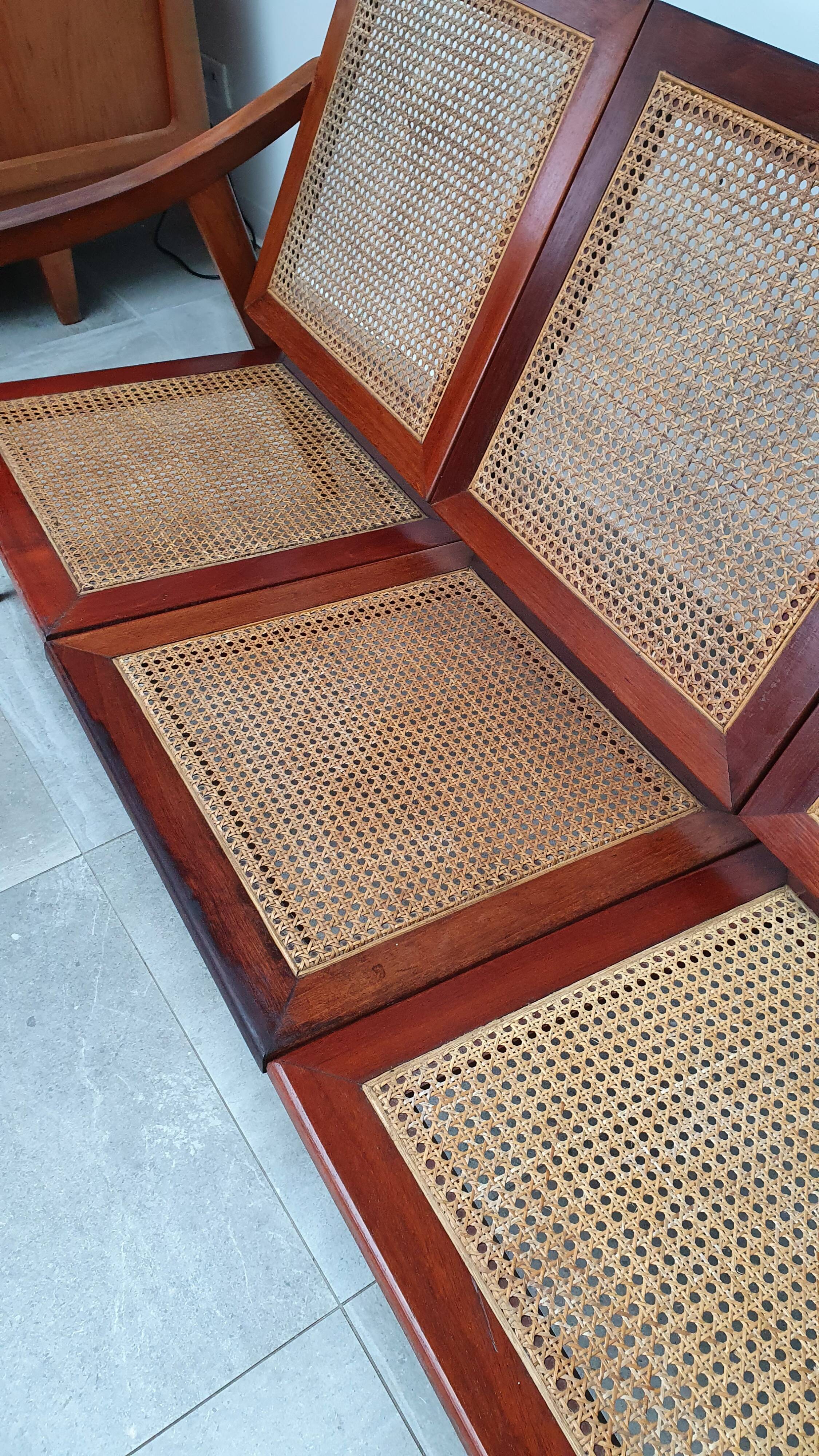 Teak bench sofa and cannage