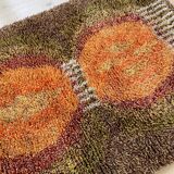 Original ABSTRACT Scandinavian High Pile Pop Art Rya Rug Carpet, Sweden, 1960s