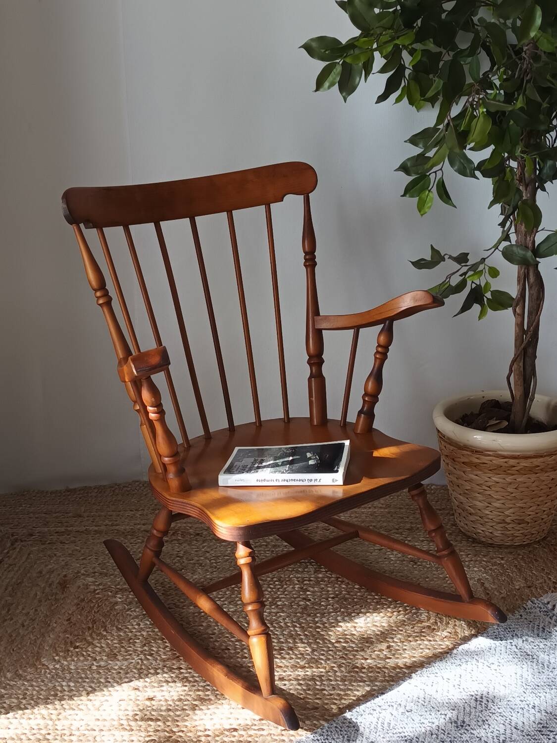 Vintage turned wood rocking chair
