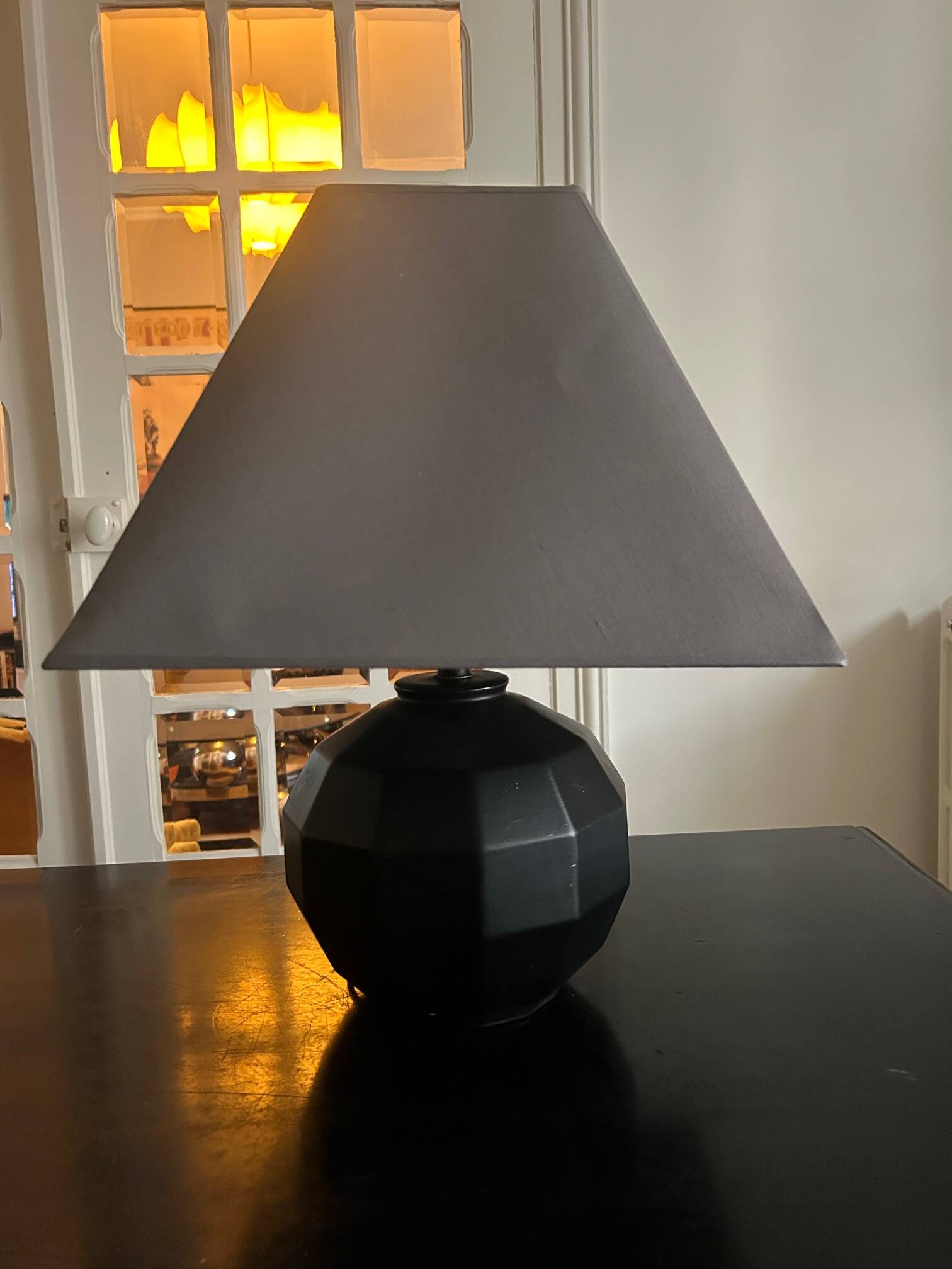 black ceramic lamp from the 80s