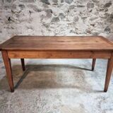 Antique French Farmhouse Table | 19th Century Cherry Wood Table with Drawer and Extension | 1880–1900 Rustic Kitchen