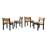 Martin Visser SE82 Chairs in Black Wood and hand woven Rush Seats for Spectrum