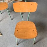 Set of 4 school chairs - wood & metal