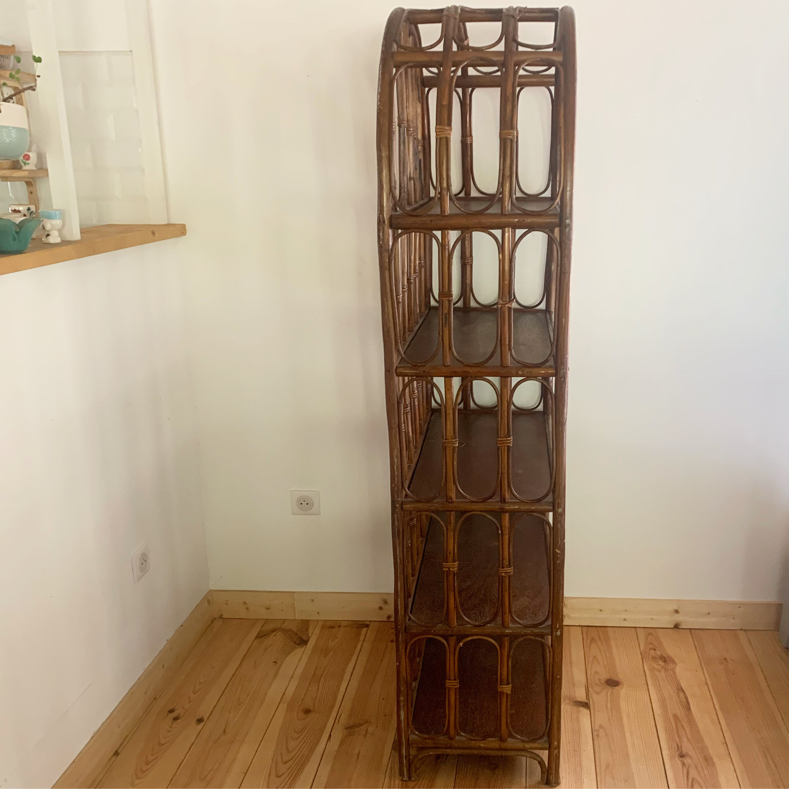 Vintage rattan bookcase