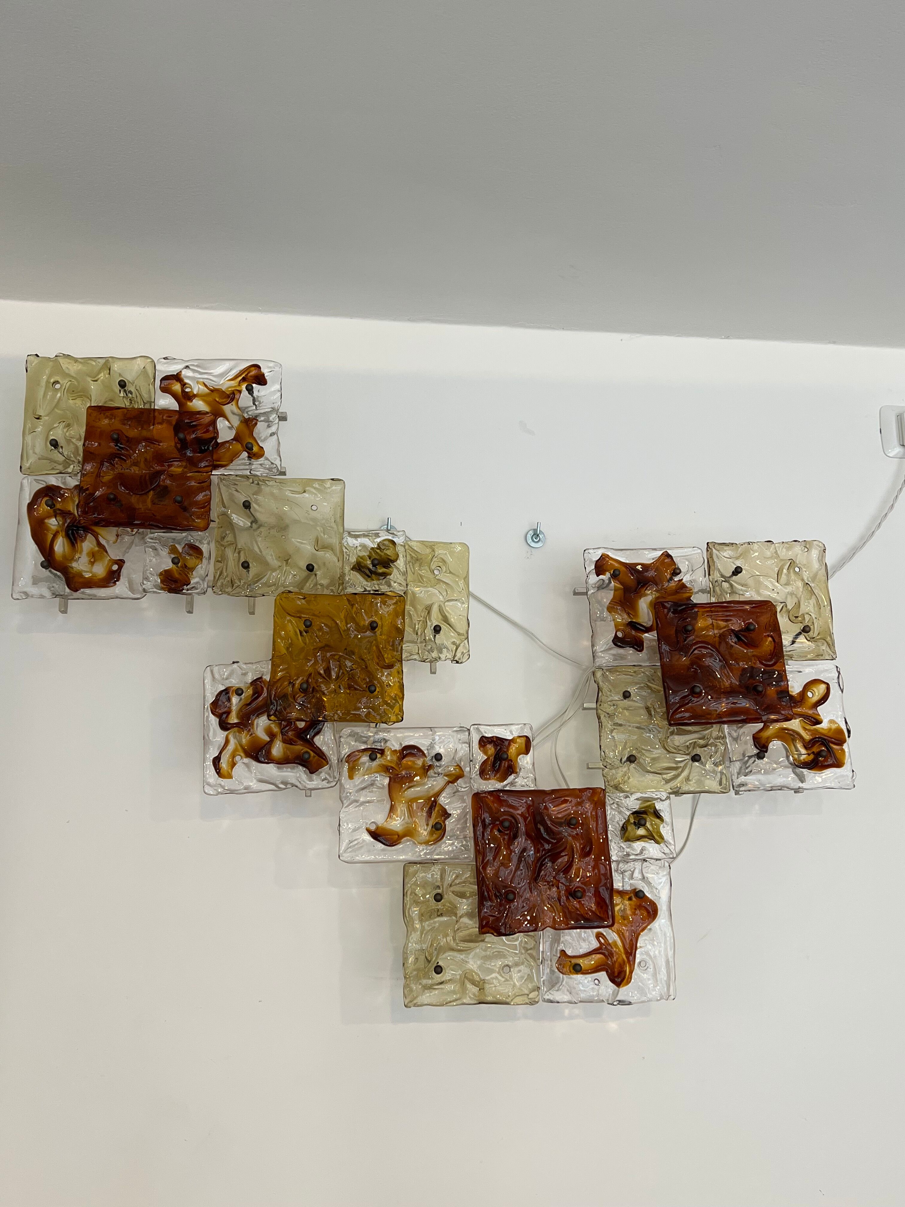 Modernist Venini Patchwork Hand Blown Panel by Toni Zuccheri from 70s