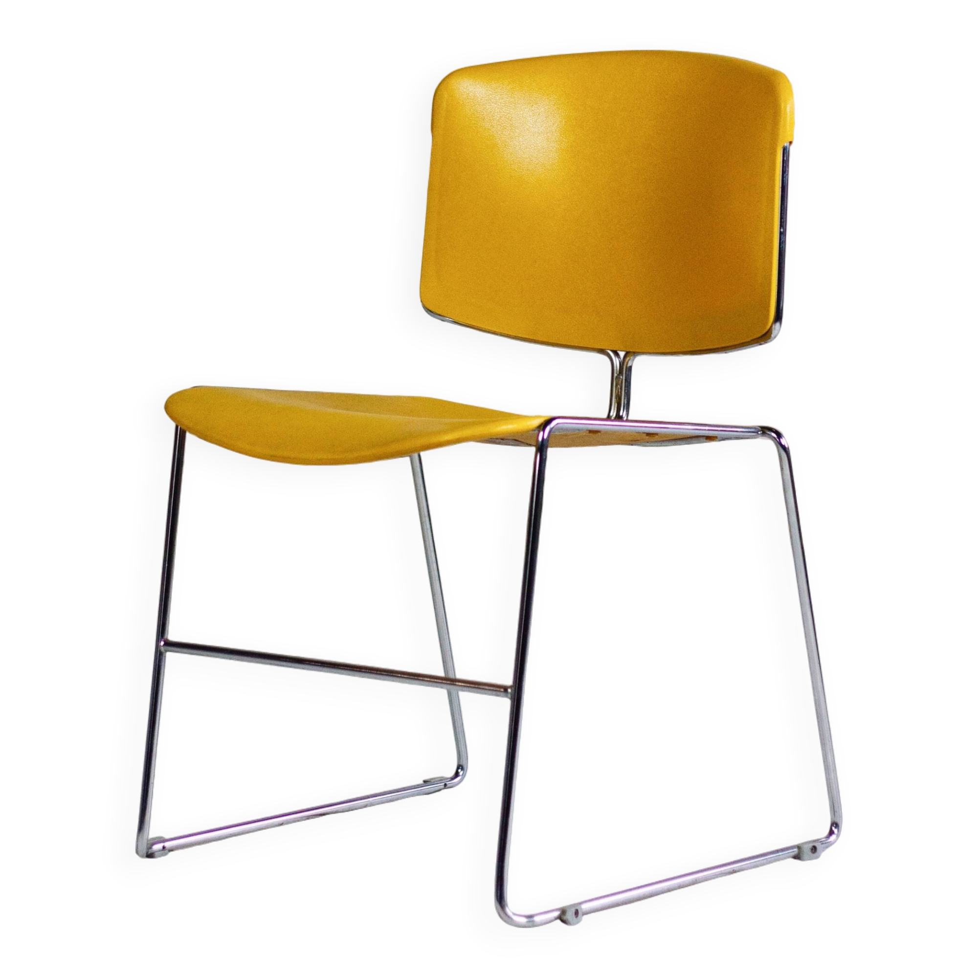 Chaise traineau jaune par Max Stacker pour Steelcase, 1970