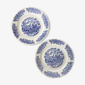 Pair of vintage plates "horses"