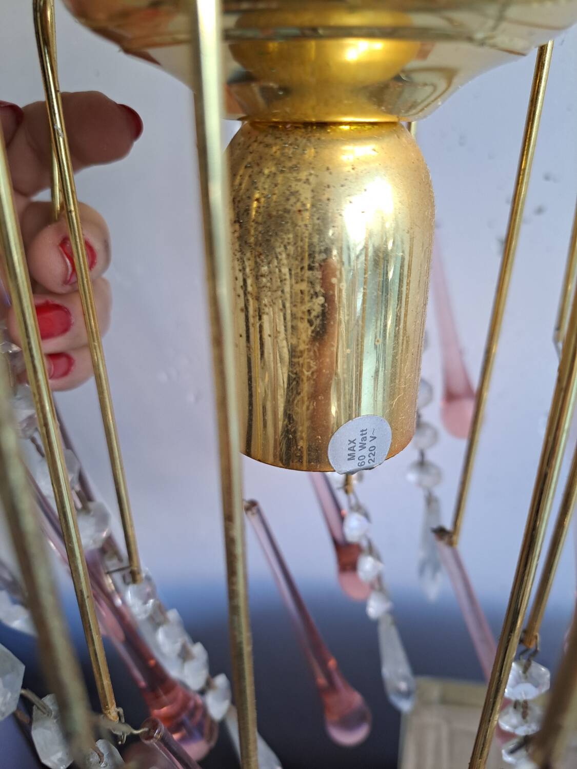 Murano crystal drop chandelier in pink