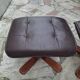 Set of 80s wooden faux leather footrests