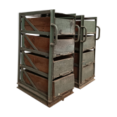Pair of vintage industrial metal and wood lockers