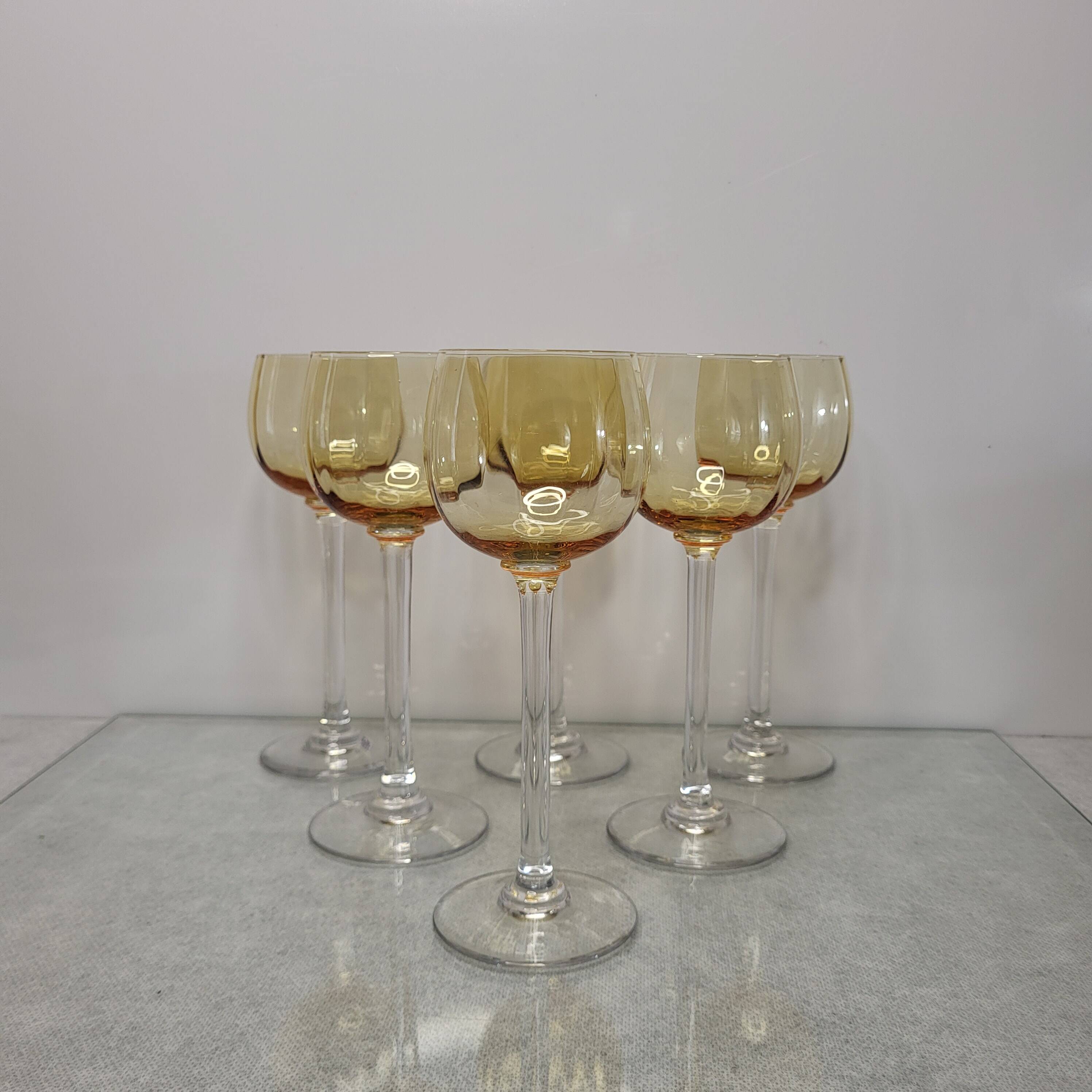 6 verres à vin ambrés en cristal