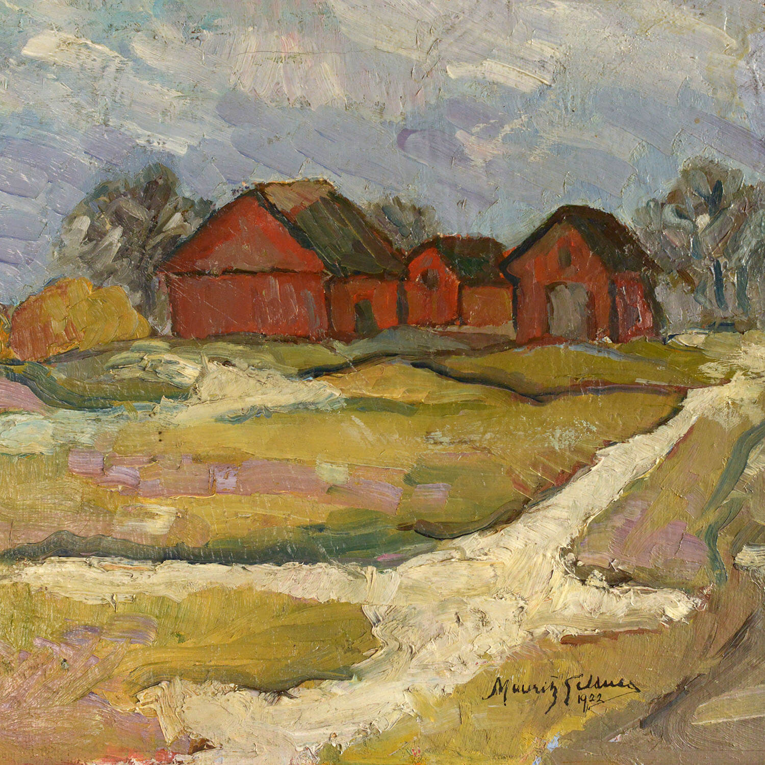 20th Century Oil Painting of a Swedish Farm by Mauritz Gellner Vintage Art