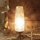 Chic retro table lamp in bronze, spindle glass Lumel, upcycled vintage