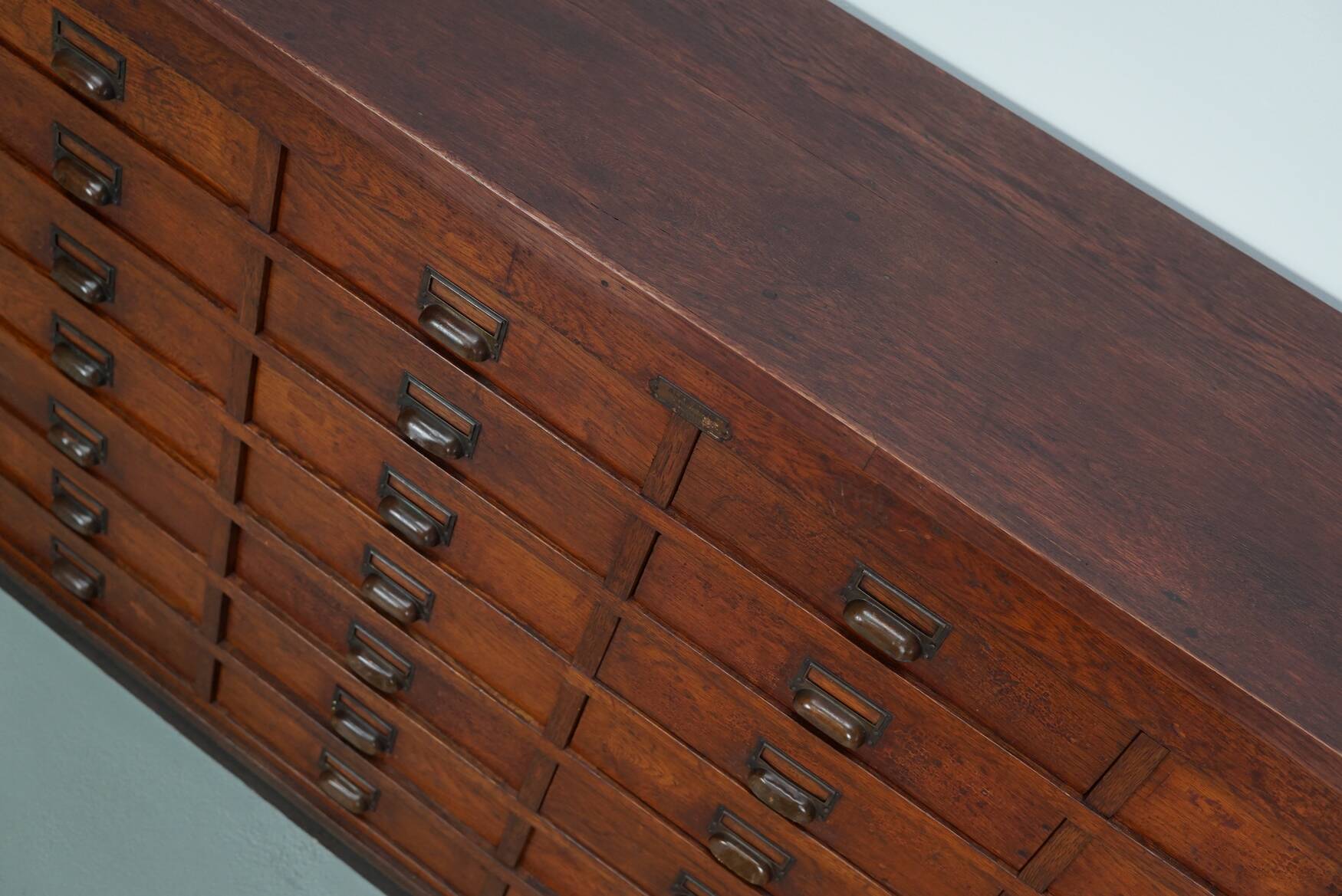 Large Dutch oak apothecary / filing cabinet or sideboard, 1930s