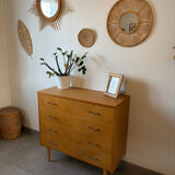 Vintage oak chest of drawers from the 1960s.