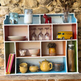 Shelf with wall or wooden lockers
