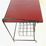 Table porte-vinyles en métal noir, Italie 1960