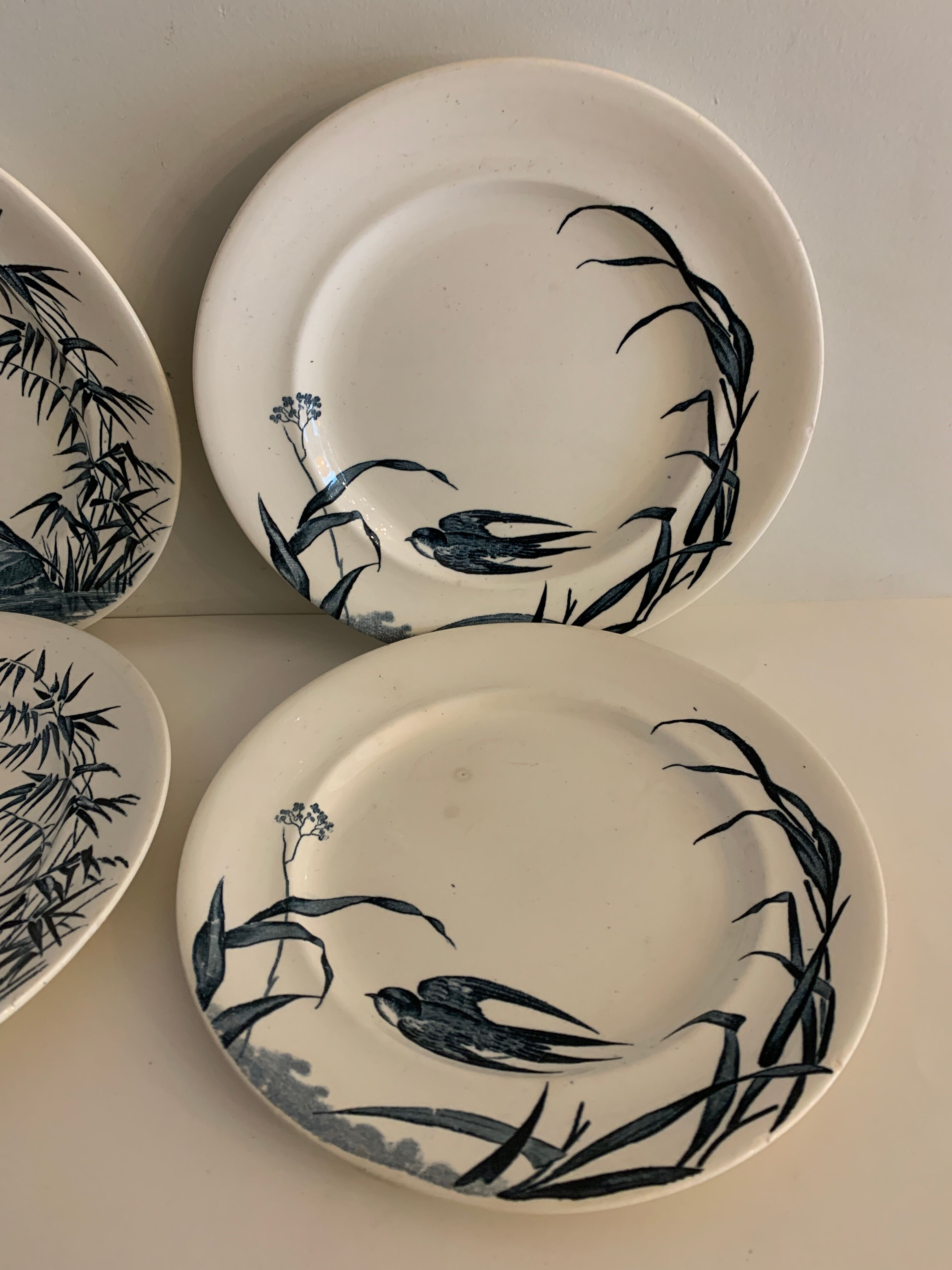 4 Japanese Longwy flat plates