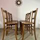Lot de 6 anciennes chaises vintage bistrot des années 50 en bois