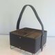 Leather, brass and gold metal bottle holder