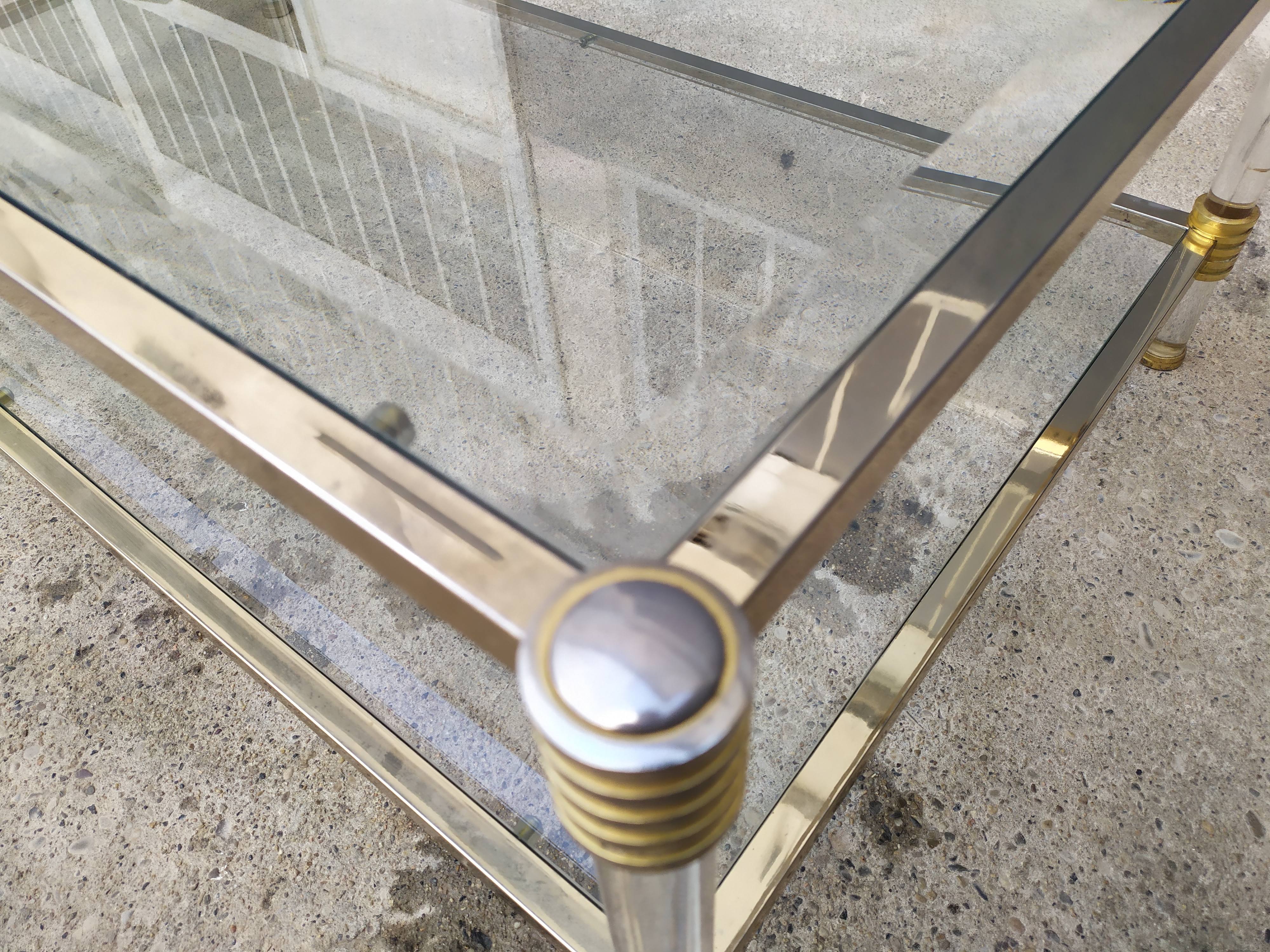 Table basse double plateau verre vintage