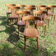 Lot de 11 chaises bistrot en bois courbé vintage