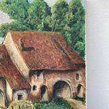 Tableau ancien huile sur toile ferme
