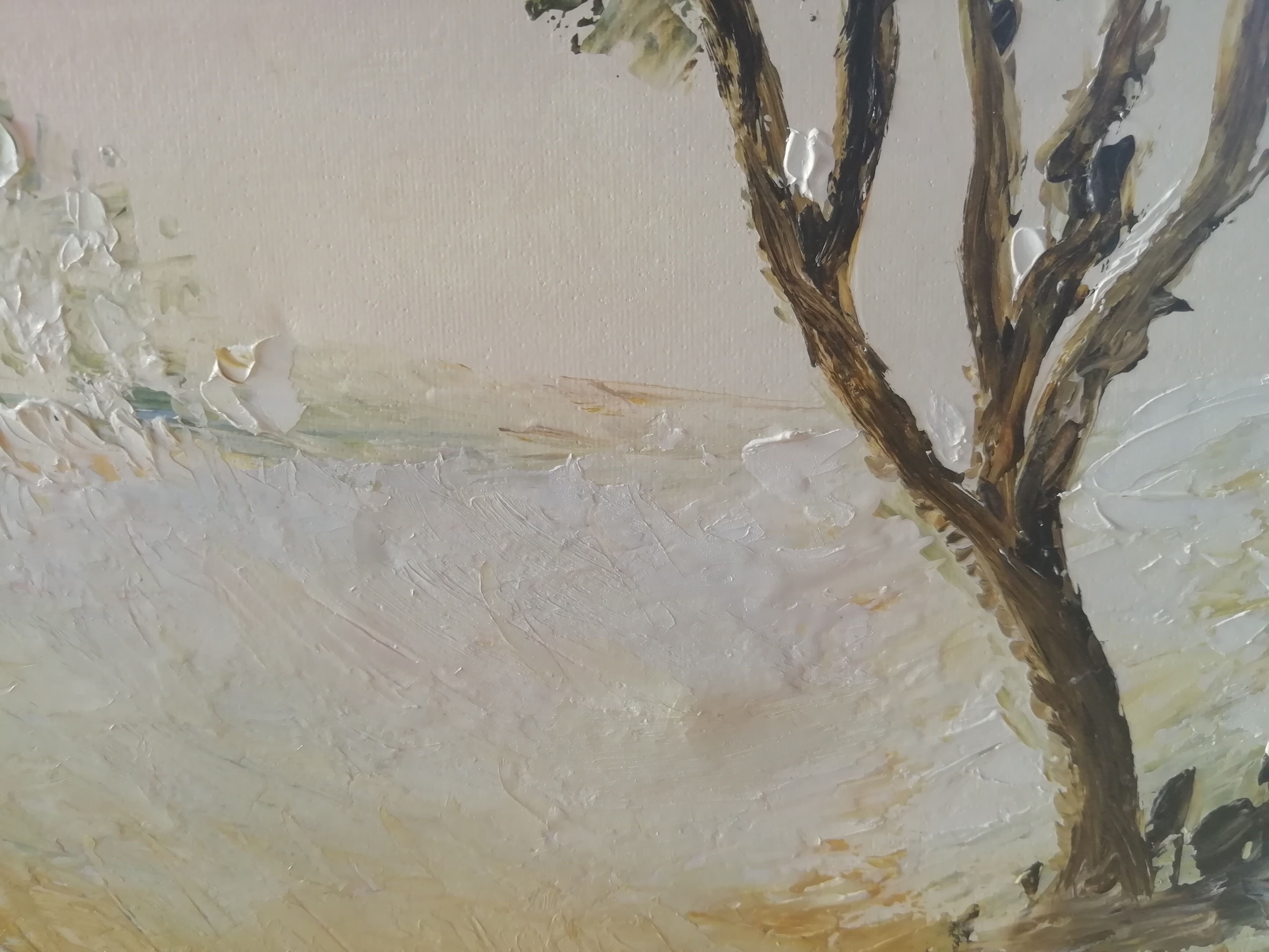 Oil on canvas snowy landscape