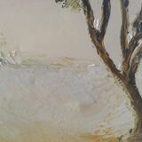 Oil on canvas snowy landscape