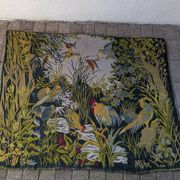Large Aubusson tapestry "Verdure with birds" signed