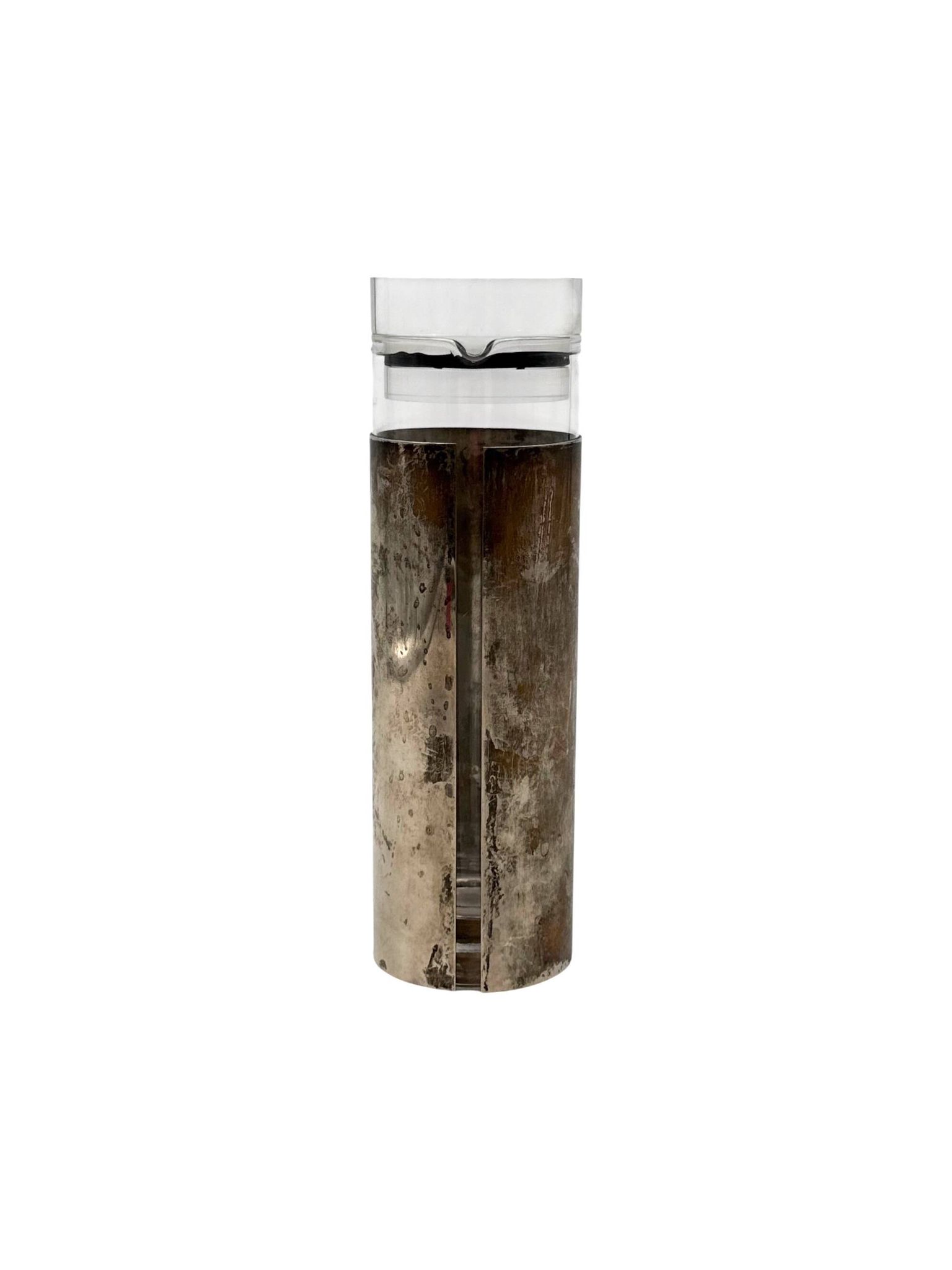 Modern silverplated and glass cruet mod. Oilvine, Lino Sabattini Italy 1970