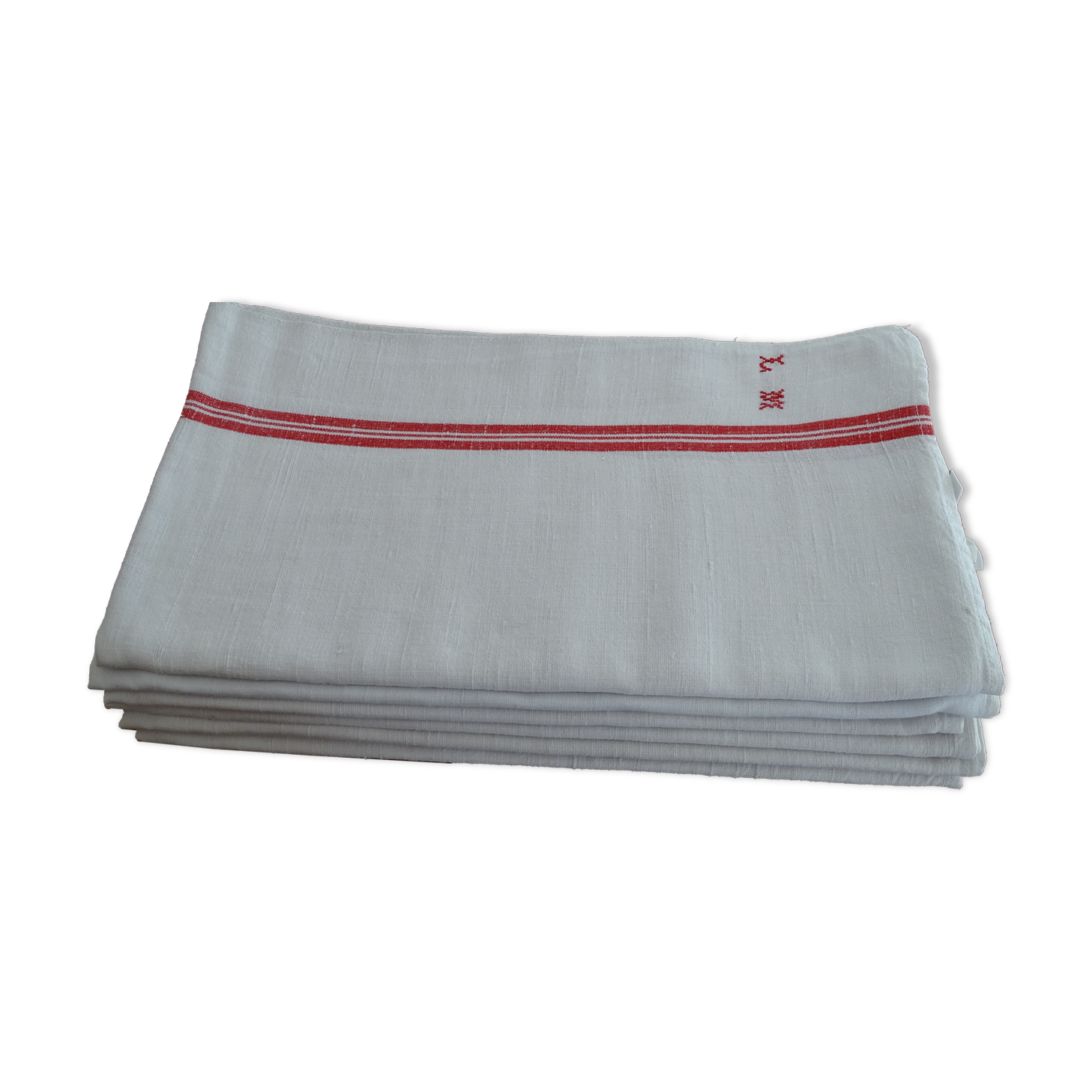 Lot 6 old cotton towels monogrammed LM