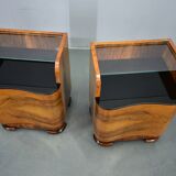 1940s pair of Art Deco bedside tables, Czechoslovakia