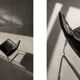 Chaises longues en cuir noir patchwork suédoises modernes du milieu du siècle d'IKEA